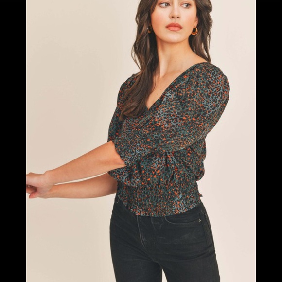 Teal leopard top - Picture 2 of 2